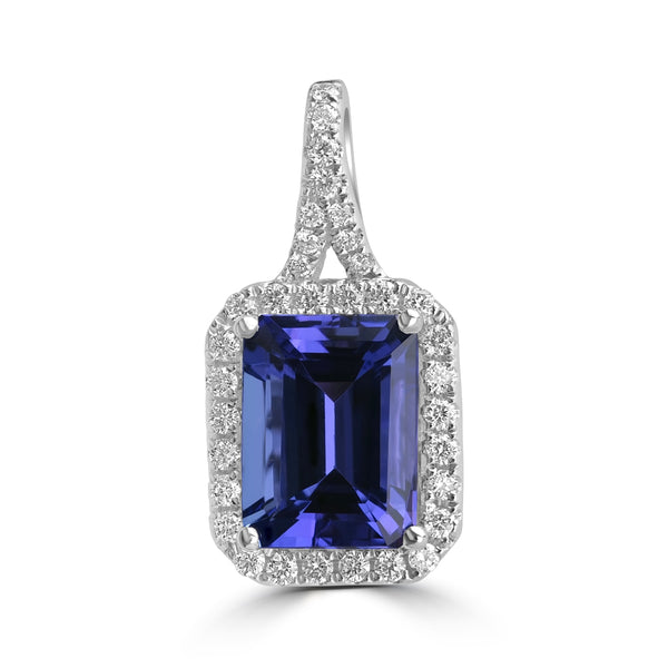 2.62ct Tanzanite Pendants with 0.239tct Diamond set in 18K White Gold