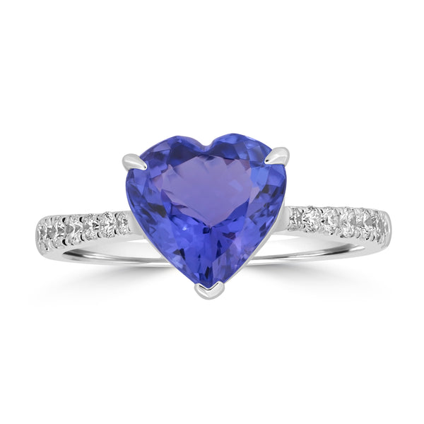 2.34ct Tanzanite Rings with 0.256tct Diamond set in 18K White Gold