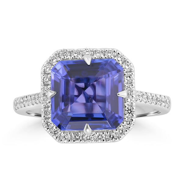 3.2ct Tanzanite Rings with 0.297tct Diamond set in 18K White Gold