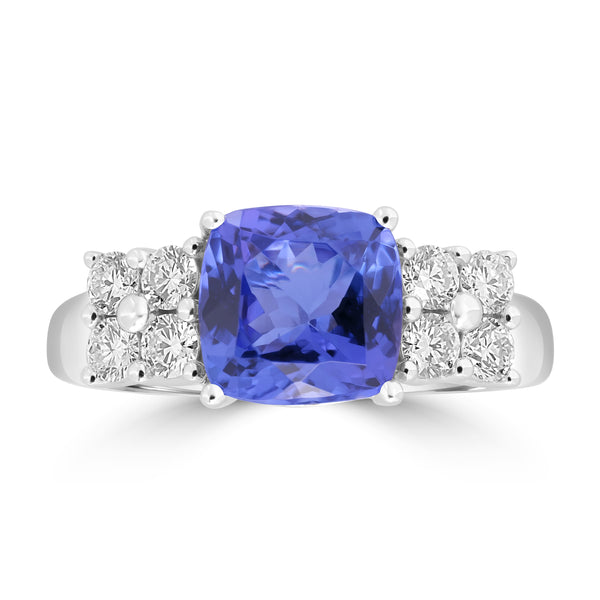 2.7ct Tanzanite Rings with 0.54tct Diamond set in 18K White Gold