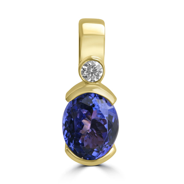 2.99ct Tanzanite Pendants with 0.105tct Diamond set in 18K Yellow Gold