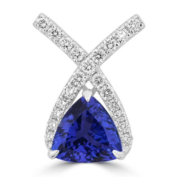 3.1ct Tanzanite Pendants with 0.447tct Diamond set in 18K White Gold