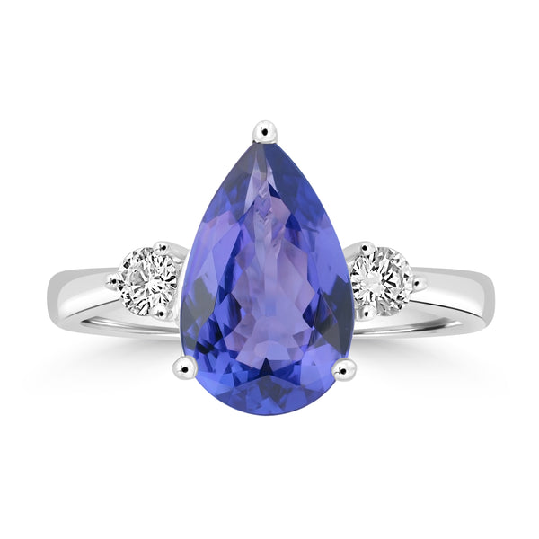 2.58ct Tanzanite Rings with 0.215tct Diamond set in 18K White Gold