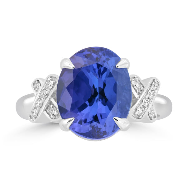 5.95ct Tanzanite Rings with 0.096tct Diamond set in 18K White Gold