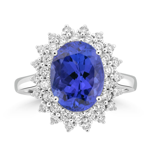 4.22ct Tanzanite Rings with 0.692tct Diamond set in 18K White Gold