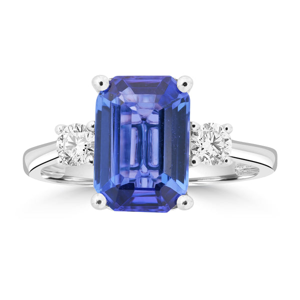 2.26ct Tanzanite Rings with 0.294tct Diamond set in 18K White Gold