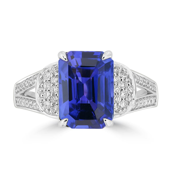 3.51ct Tanzanite Rings with 0.255tct Diamond set in 18K White Gold