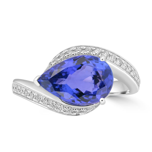 3.28ct Tanzanite Rings with 0.224tct Diamond set in 18K White Gold