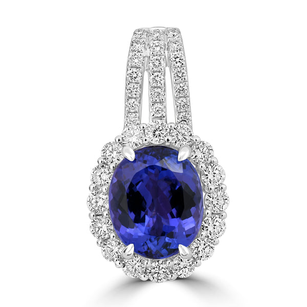 3.75ct Tanzanite Pendants with 0.888tct Diamond set in 18K White Gold