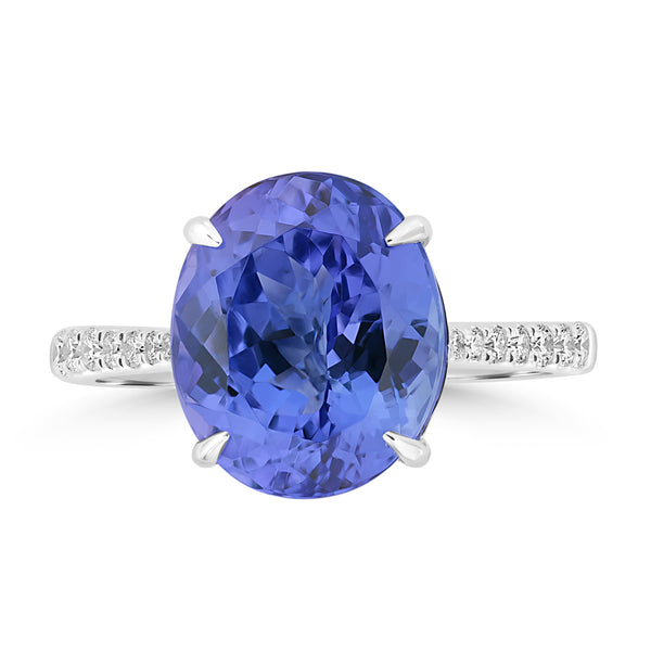 6.56ct Tanzanite Rings with 0.192tct Diamond set in 18K White Gold