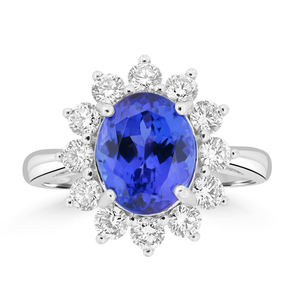 3.23ct Tanzanite Rings with 0.96tct Diamond set in 18K White Gold