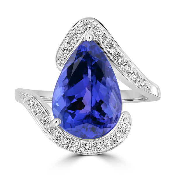 6.09ct Tanzanite Rings with 0.248tct Diamond set in 18K White Gold