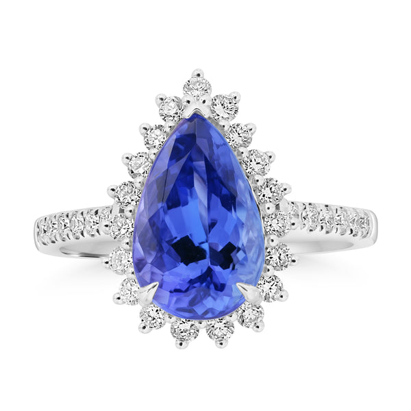 3.27ct Tanzanite Rings with 0.465tct Diamond set in 18K White Gold