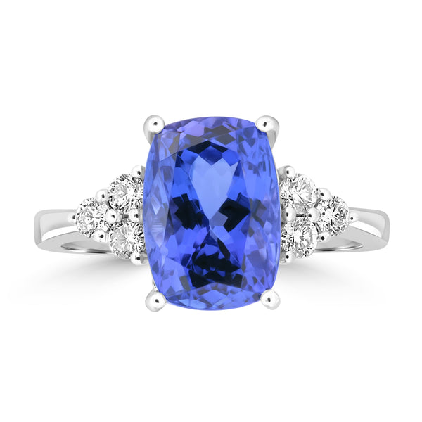 4.66ct Tanzanite Rings with 0.282tct Diamond set in 18K White Gold