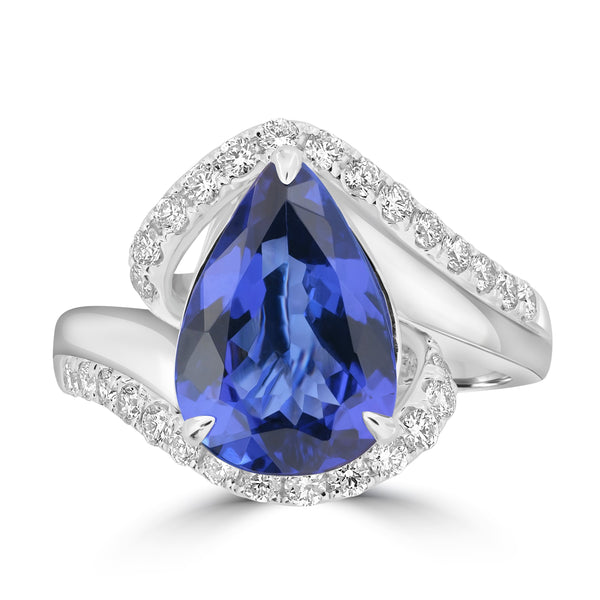 3.51ct Tanzanite Rings with 0.503tct Diamond set in 18K White Gold