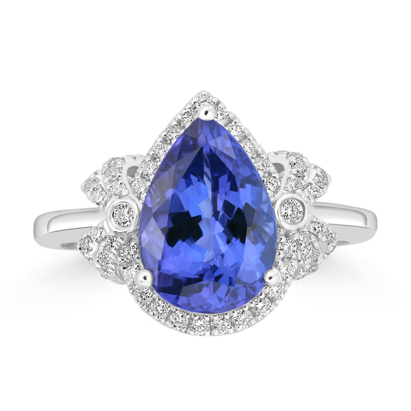 3.07ct Tanzanite Rings with 0.289tct Diamond set in 18K White Gold