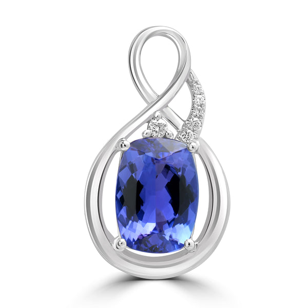 2.93ct Tanzanite Pendants with 0.056tct Diamond set in 18K White Gold