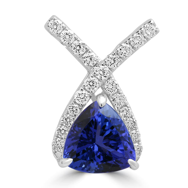 2.38ct Tanzanite Pendants with 0.43tct Diamond set in 18K White Gold