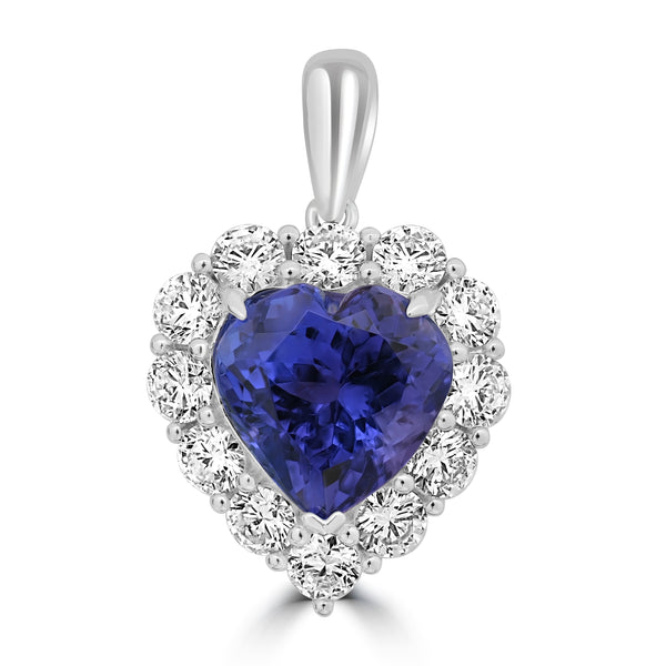 5.4ct Tanzanite Pendants with 1.65tct Diamond set in 18K White Gold