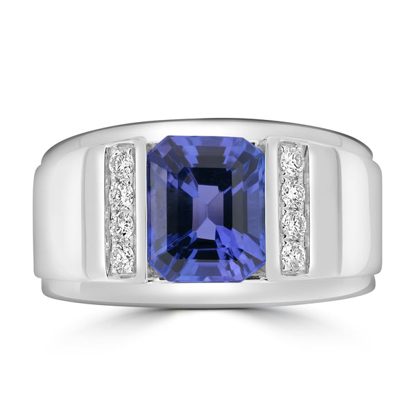 3.29ct Tanzanite Rings with 0.243tct Diamond set in 18K White Gold