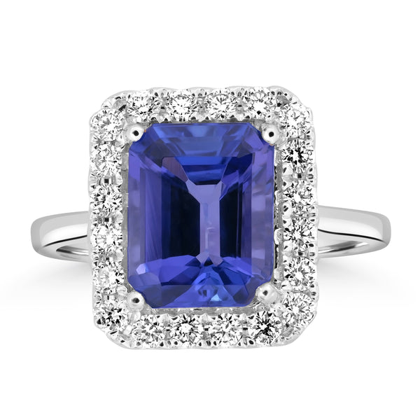 3.02ct Tanzanite Rings with 0.49tct Diamond set in 18K White Gold