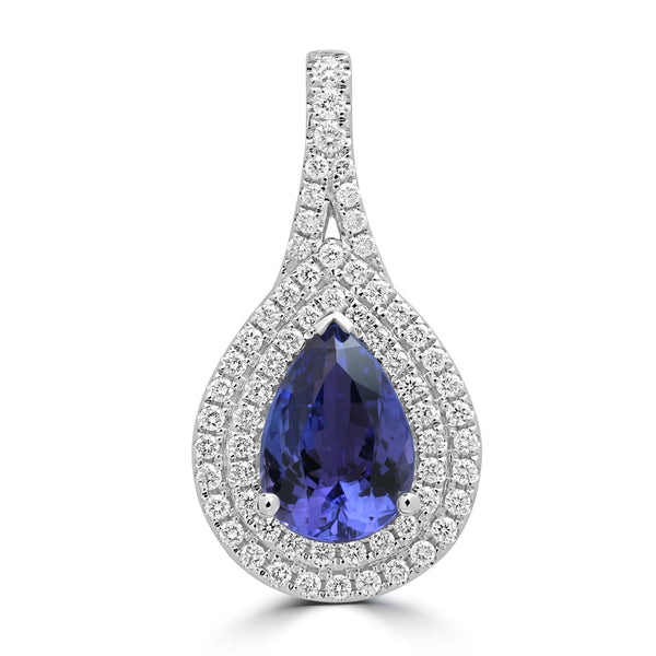 3.27ct Tanzanite Pendants with 0.567tct Diamond set in 18K White Gold