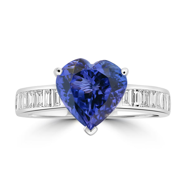 3.29ct Tanzanite Rings with 0.576tct Diamond set in 18K White Gold