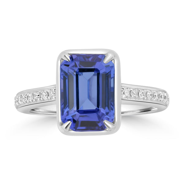 3.63ct Tanzanite Rings with 0.126tct Diamond set in 18K White Gold