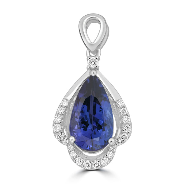 3.98ct Tanzanite Pendants with 0.198tct Diamond set in 18K White Gold