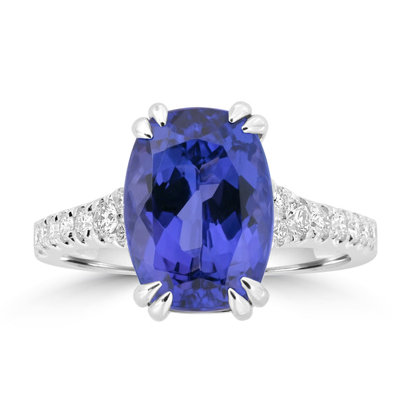 5.44ct Tanzanite Rings with 0.318tct Diamond set in 18K White Gold