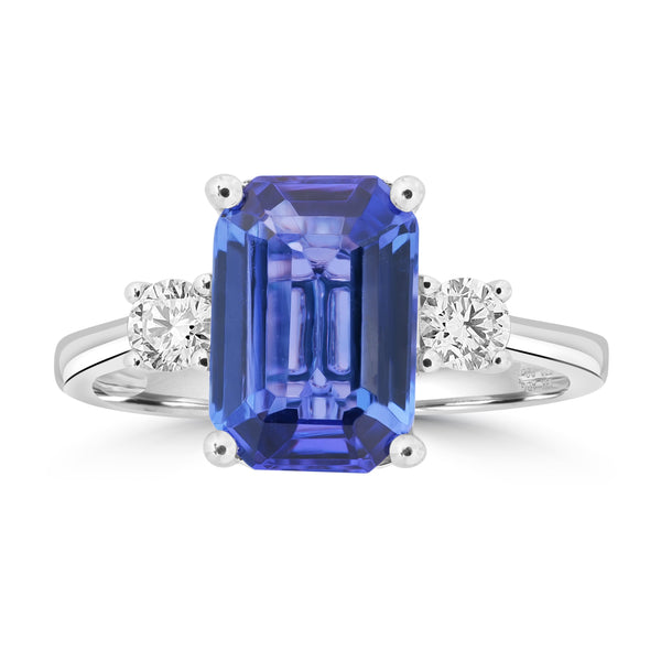 2.95ct Tanzanite Rings with 0.27tct Diamond set in 18K White Gold