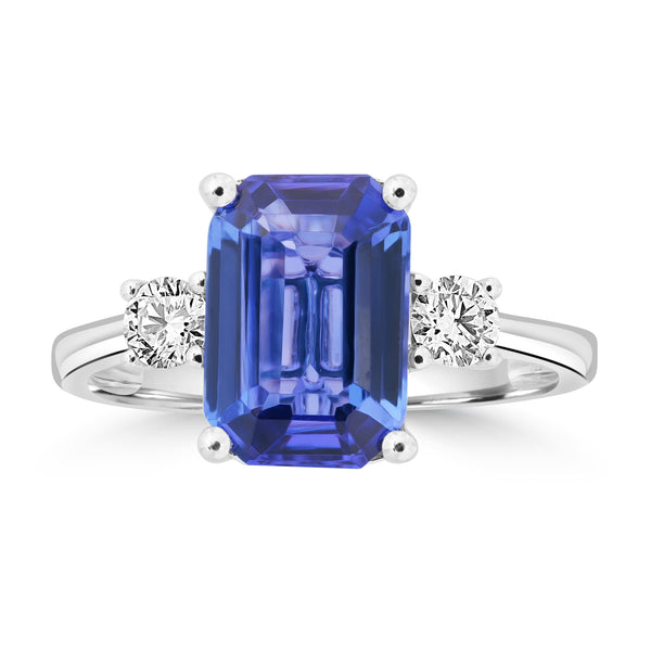 2.92ct Tanzanite Rings with 0.28tct Diamond set in 18K White Gold