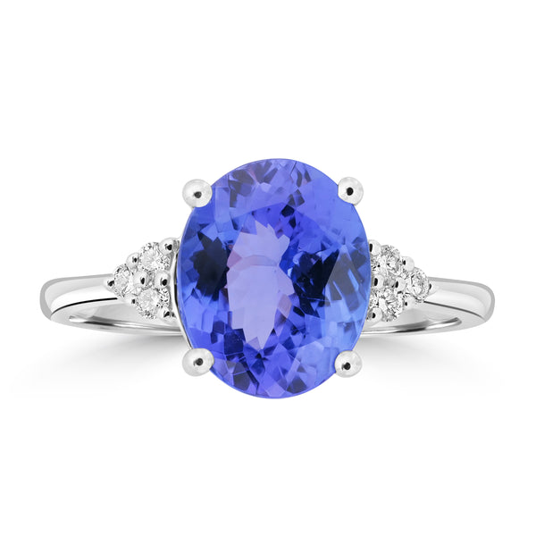 3.24ct Tanzanite Rings with 0.108tct Diamond set in 18K White Gold