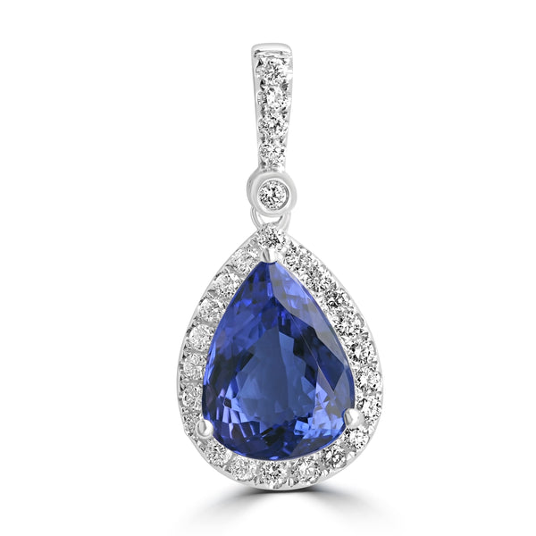 3.5ct Tanzanite Pendants with 0.371tct Diamond set in 18K White Gold