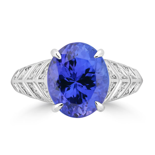 6.25ct Tanzanite Rings with 0.097tct Diamond set in 18K White Gold