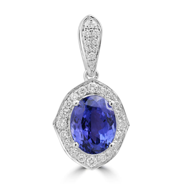 3.25ct Tanzanite Pendants with 0.357tct Diamond set in 18K White Gold