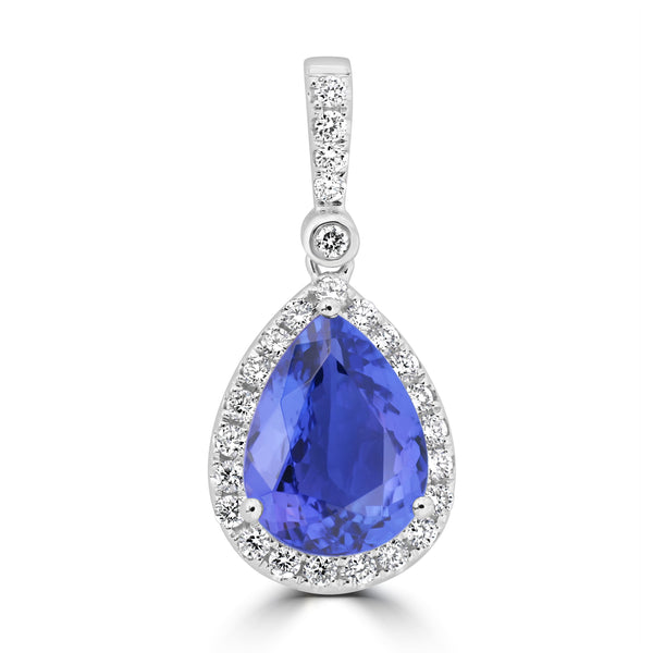 4.22ct Tanzanite Pendants with 0.369tct Diamond set in 18K White Gold