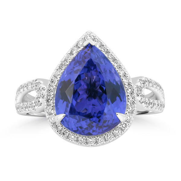 5.13ct Tanzanite Rings with 0.364tct Diamond set in 18K White Gold