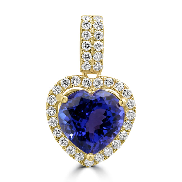 3.18ct Tanzanite Pendants with 0.375tct Diamond set in 18K Yellow Gold