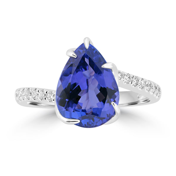 3.21ct Tanzanite Rings with 0.167tct Diamond set in 18K White Gold