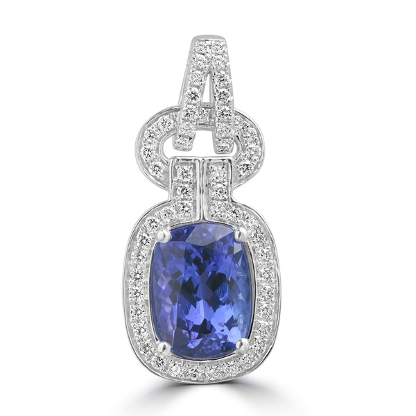 2.61ct Tanzanite Pendants with 0.3tct Diamond set in 18K White Gold