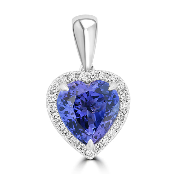 2.78ct Tanzanite Pendants with 0.166tct Diamond set in 18K White Gold