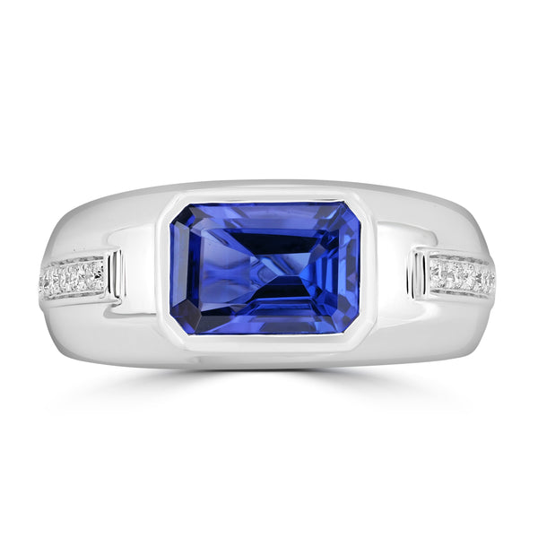 3.16ct Tanzanite Rings with 0.172tct Diamond set in 18K White Gold