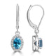 1.79ct Blue Zircon Earring with 0.133tct Diamond set in 14K White Gold