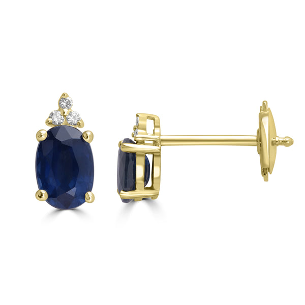 1.23ct Sapphire Earring with 0.027tct Diamond set in 14K Yellow Gold