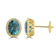 5.5ct Blue Zircon Earrings with 0.286tct Diamond set in 14K Yellow Gold