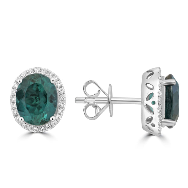 5.8ct Tourmaline Earrings with 0.39tct Diamond set in 18K White Gold