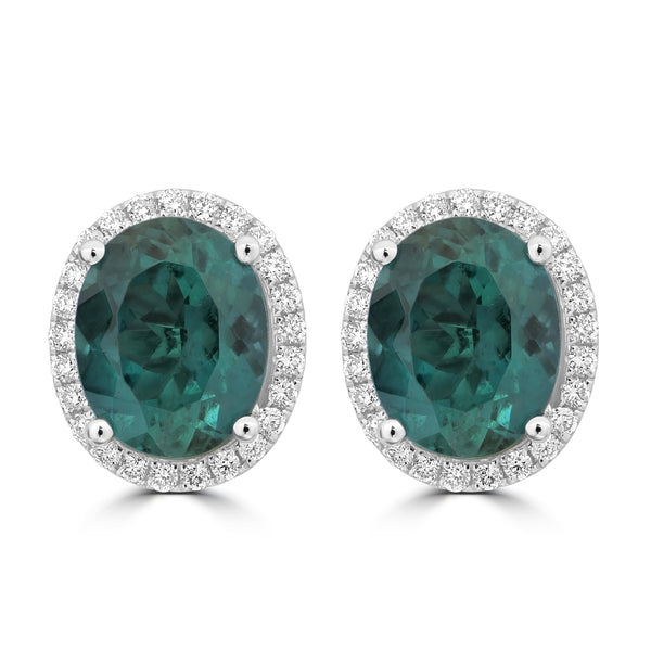 5.8ct Tourmaline Earrings with 0.39tct Diamond set in 18K White Gold