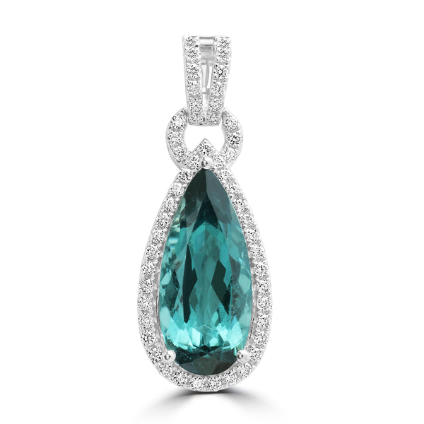 7.08ct Tourmaline Pendants with 0.548tct Diamond set in 18K White Gold