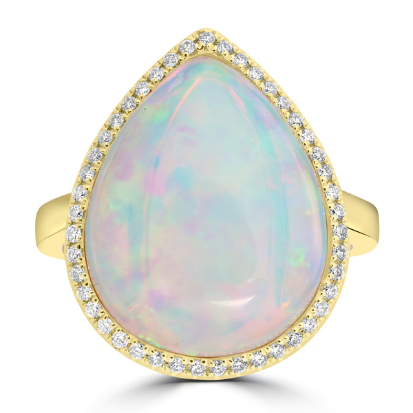 6.37ct Opal Rings with 0.202tct Diamond set in 18K Yellow Gold